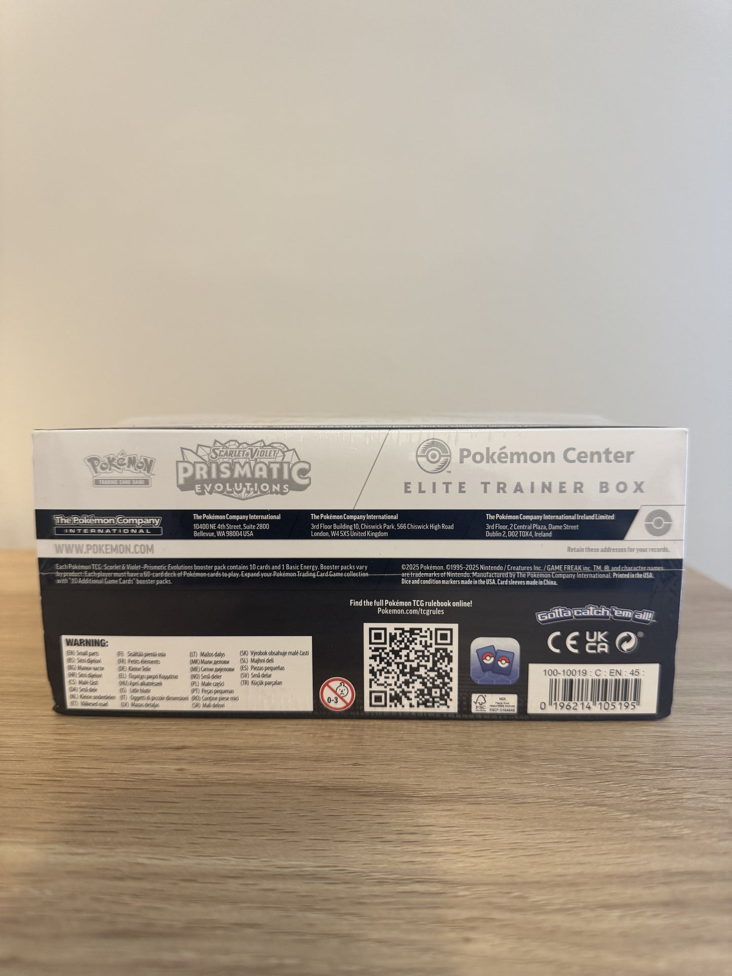 Prismatic Evolutions Pokemon Center Elite Trainer Box