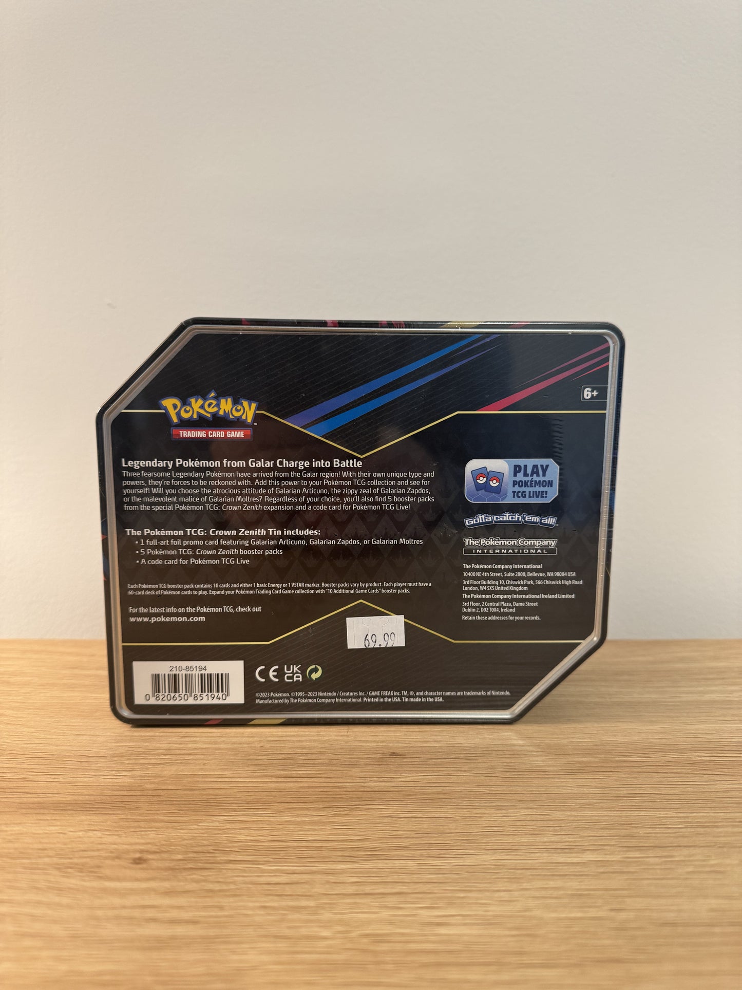 Crown Zenith Tin (Galarian Moltres)