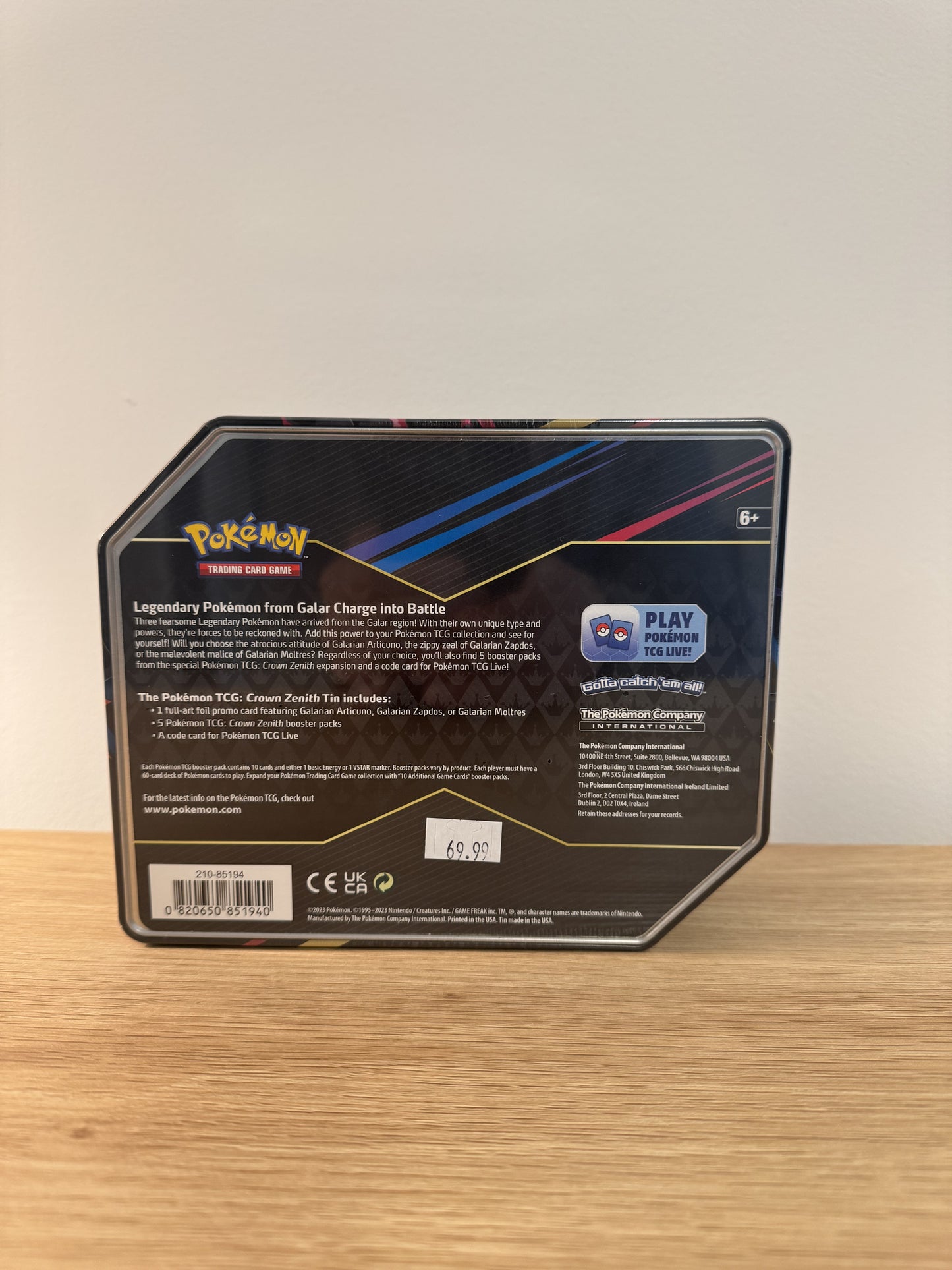 Crown Zenith Tin (Galarian Articuno)